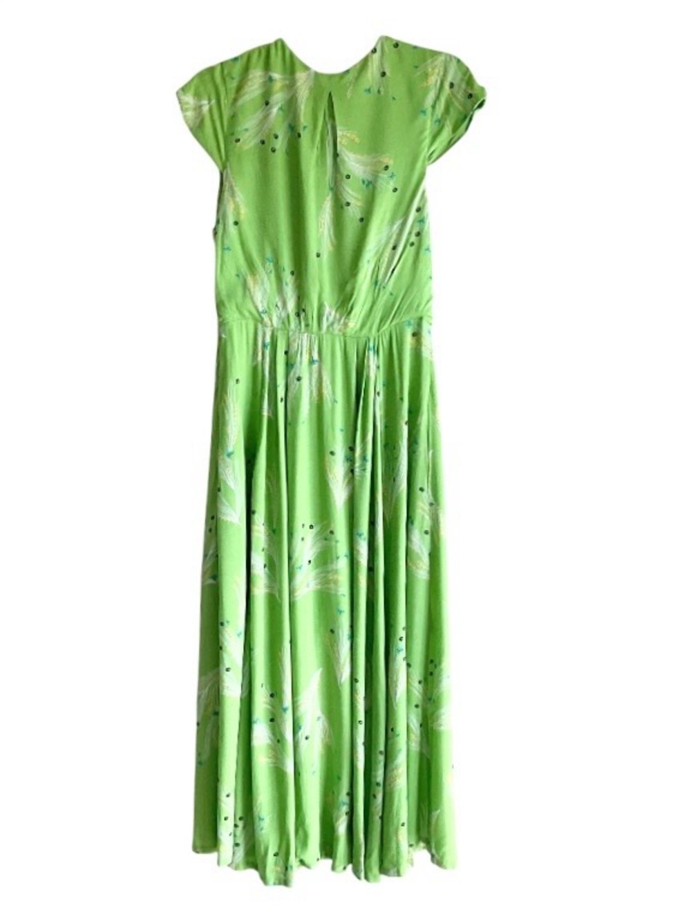 Free People Retro Floral Green V-neck Midi Dress Size 12 NWT - Picture 3 of 14